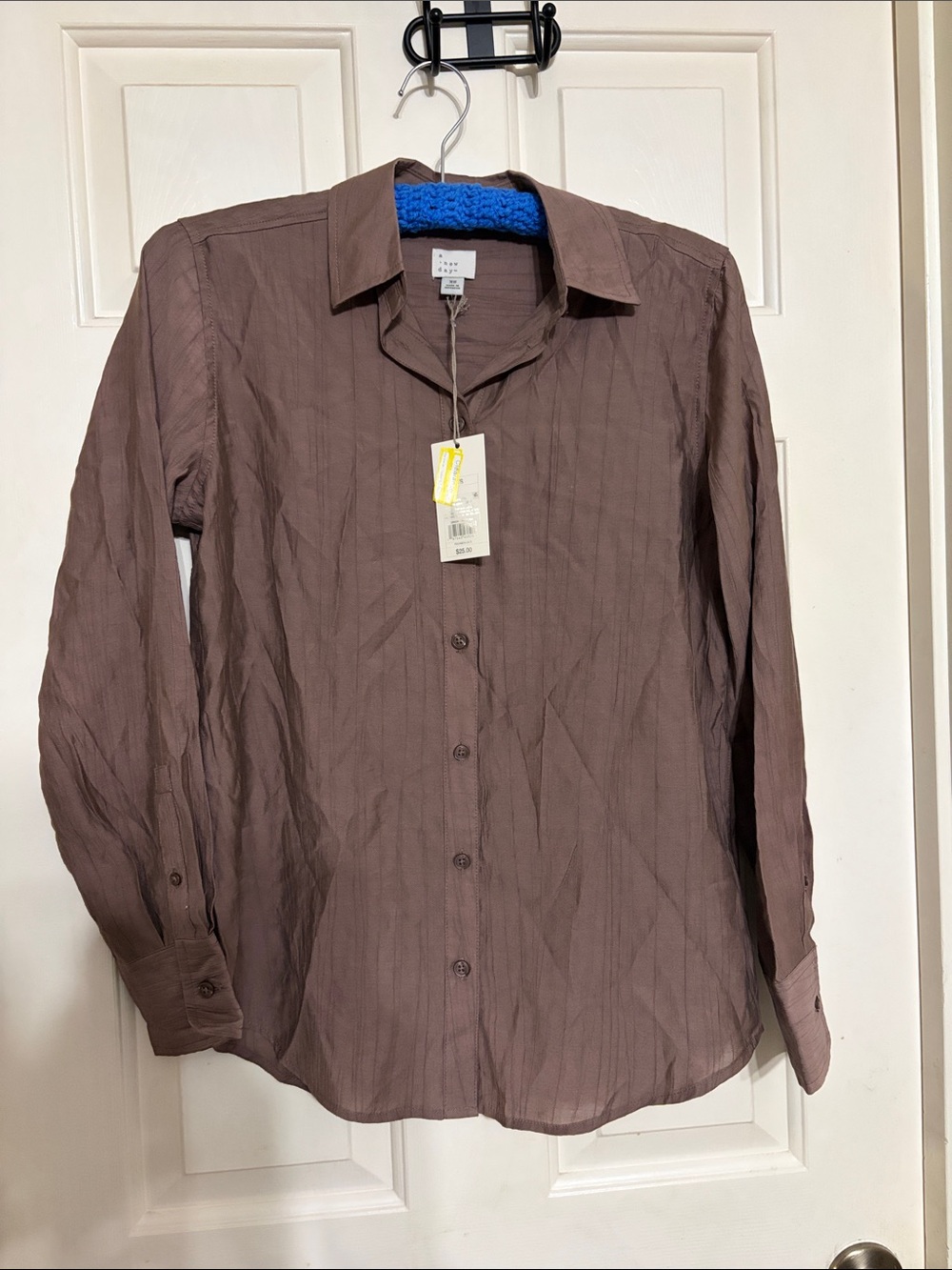 a new day Brown Button-Up Top